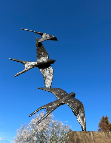 Three Swallow Flight against the Sky by JOEL