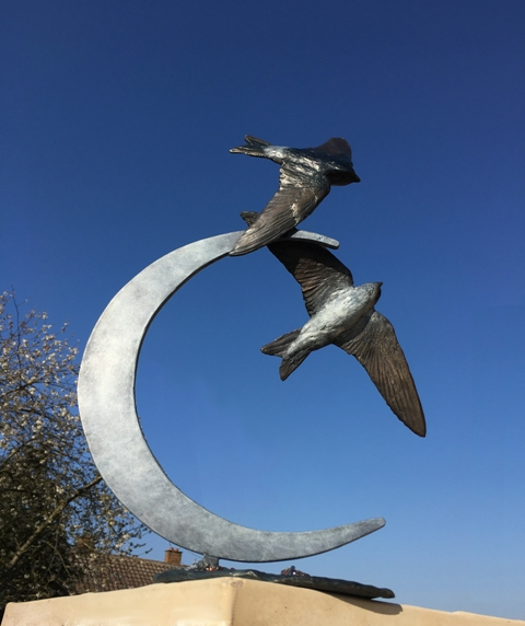 Touching the Moon Feature bronze statue by JOEL