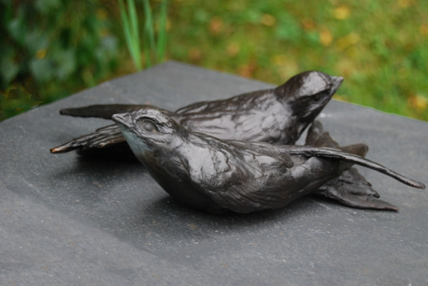 Two Young Swift in Bronze by Sculptress JOEL