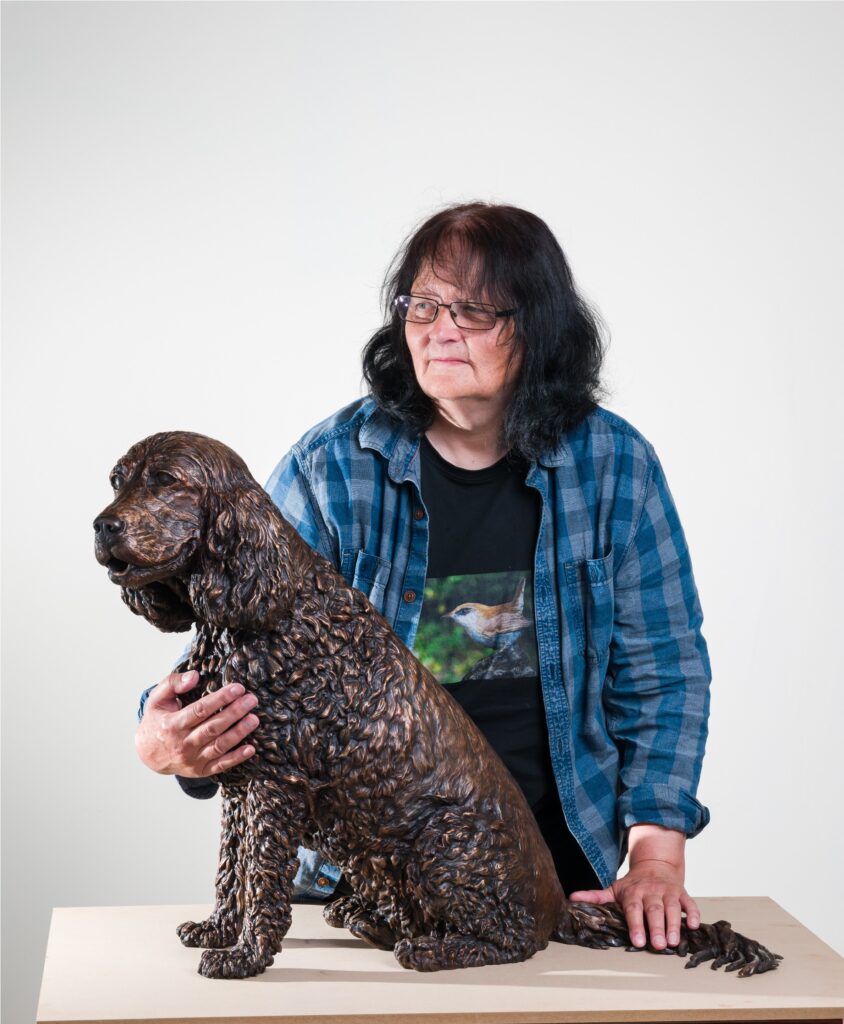 Joel Walker  the sculptor of the  Statue in bronze of a Cocker Spaniel